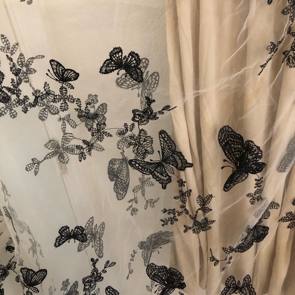 Black and Cream black butterfly and floral Dress - Picture 3 of 4